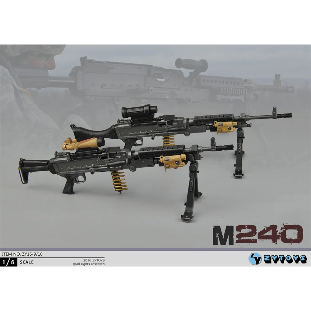 ZYTOYS 1/6 Scale M240B Machine Gun ZY16-9/10 For 12inch Action Figure Soldier Army Military Weapon Model Gifts In Stock