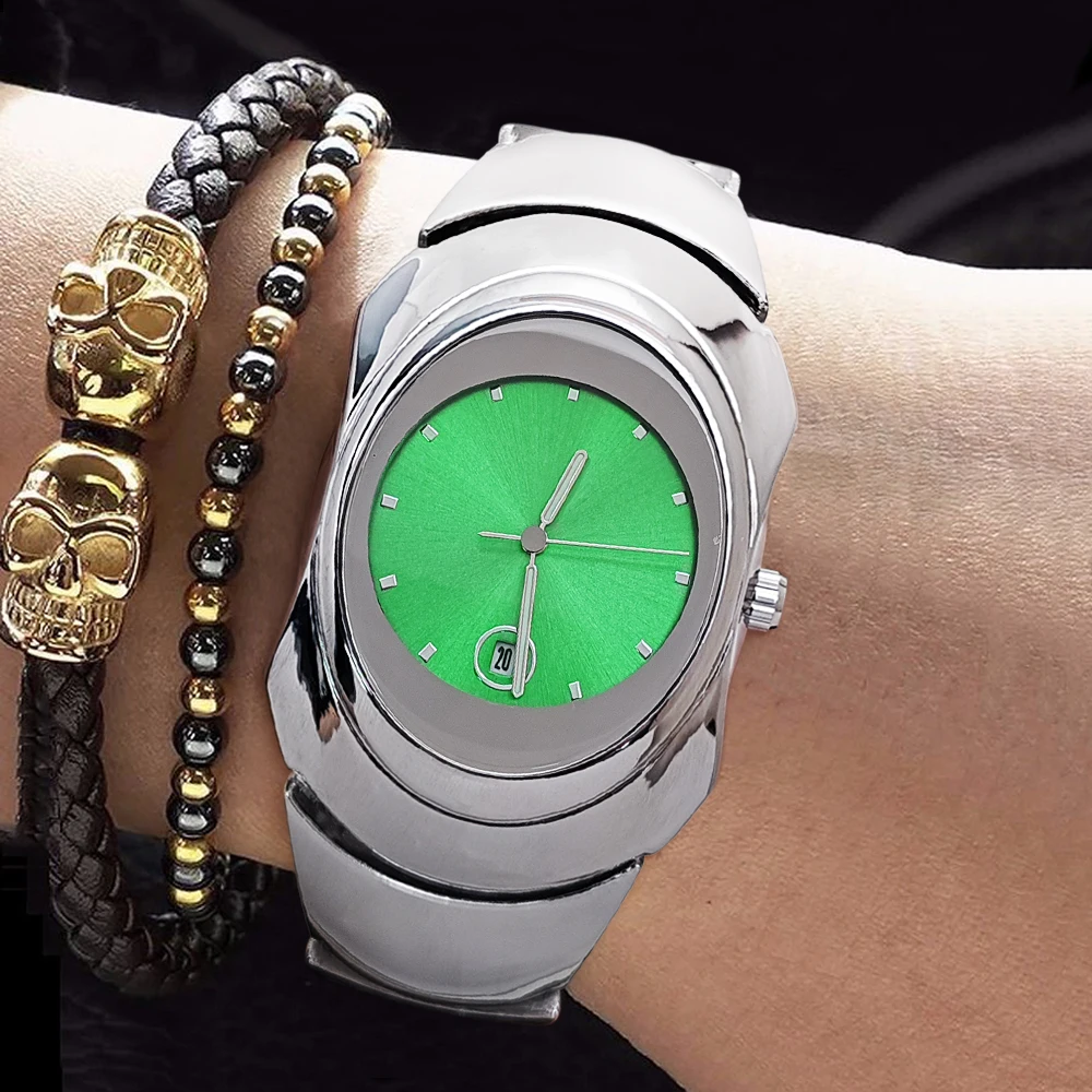 ساعة Y2K على شكل خاص للرجال، ساعة كوارتز أصلية غير بلوطية عصرية ذات ثقب دودة شخصية راقية مقاومة للماء #6