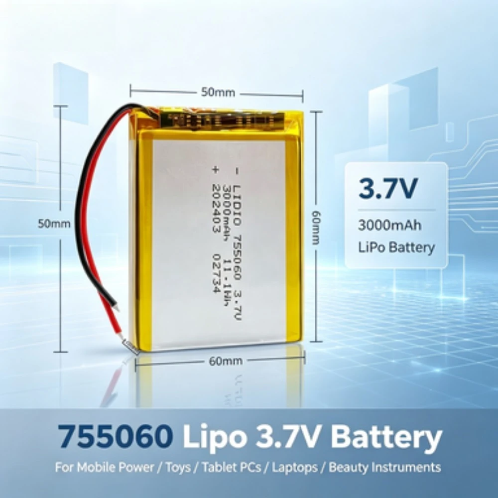 755060 Lipo 3.7V Battery 3000mAh Rechargeable Li-Polymer Batteries for Mobile Power Toys Tablet PCs Laptops Beauty Instruments