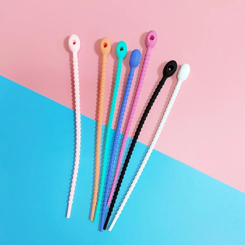 

10Pcs Snake Ties Universal Colorful Silicone Cable Bandages No Deformation Candy Color Cable Bandage Holders