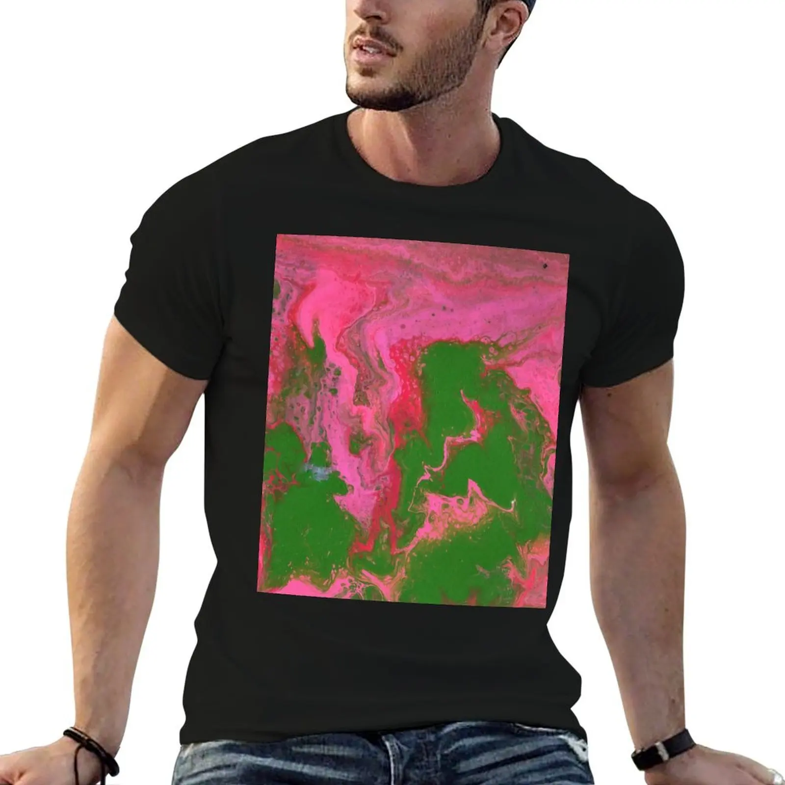 

Abigail 1 Wild Pink Green Abstract T-Shirt man t shirt summer t shirt custom print T-Shirt