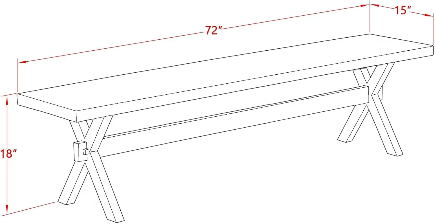 XB777 X-Style Modern Dining Room Bench with Wooden Seat, 72x15x18 Inch, Multi-Color