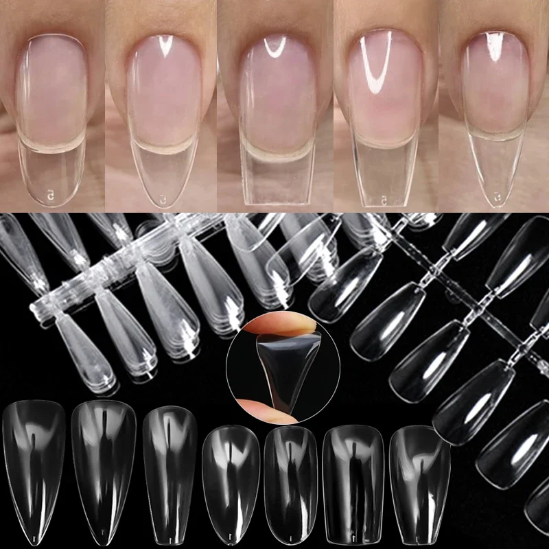 24-120PCS Clear Coffin Nails Tips Extra lange curve Half Cover Coffin Nail Tips Acrylnagels Professionele acryl nepnagels