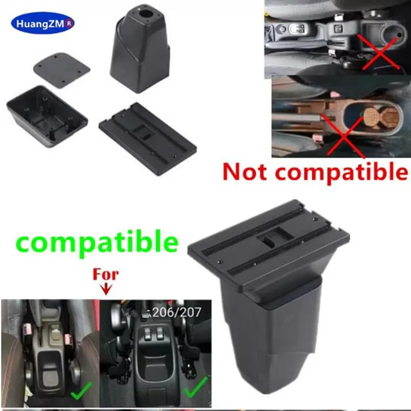 For Peugeot 206 Armrest Box For Peugeot 206 207 CC Cabrio Car Armrest Storage Box Cup Holder Dedicated Retrofit Car Accessories