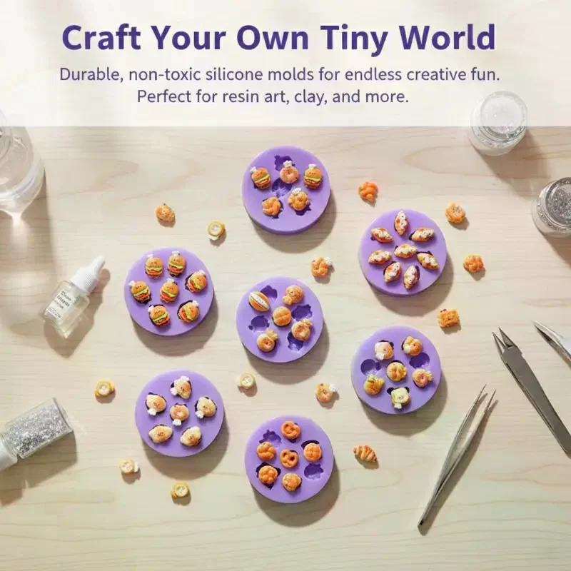 Flexible Non Stick Mini Silicone Mold Food Grade Hamburger Cheese Bread DIY Shaped Mold for Baking Kitchen Dessert Crafting