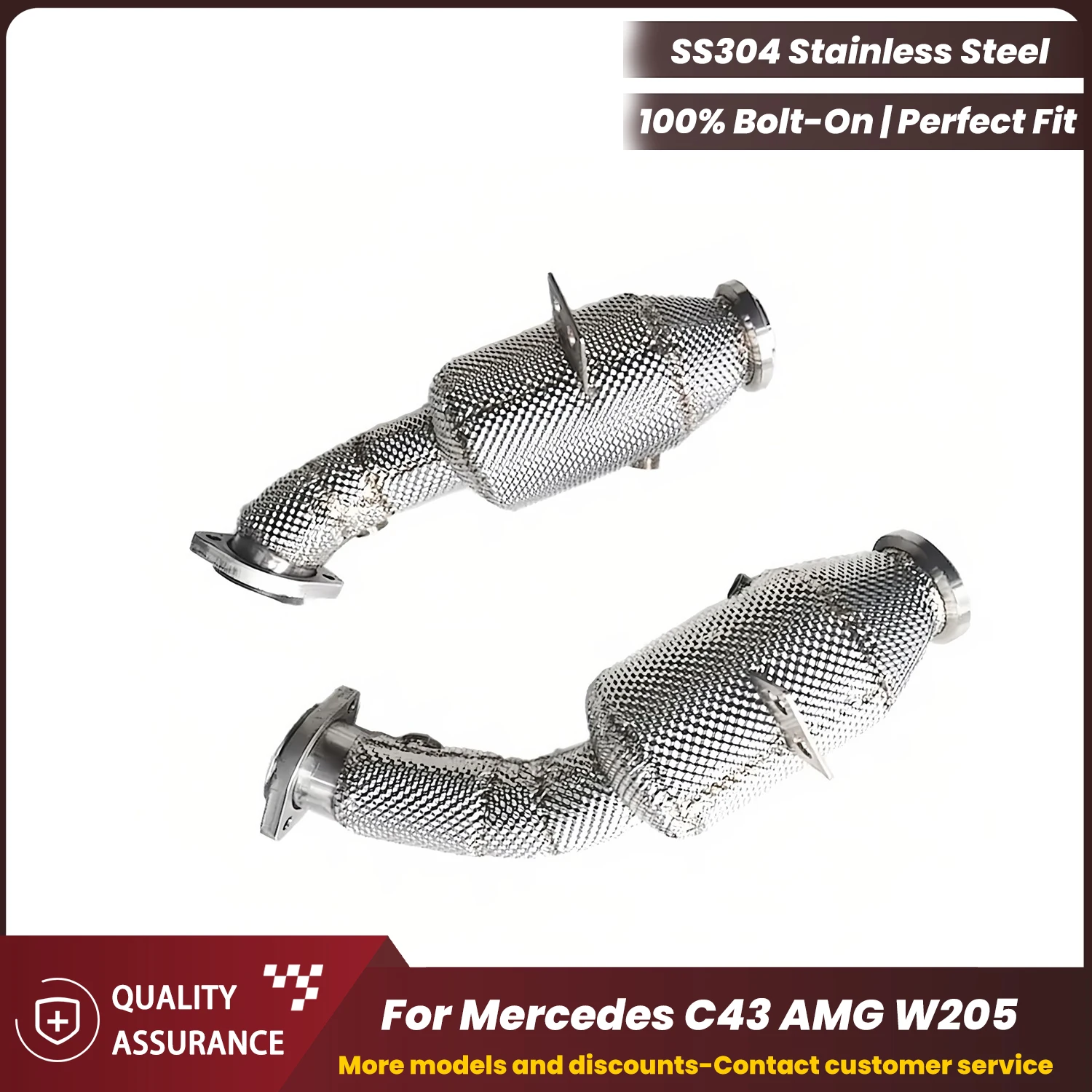 

ECCF Sports Downpipe With Heat Shield For Mercedes C43 AMG W205 Aggressive Exhaust Sound High Flow Performance Upgrade