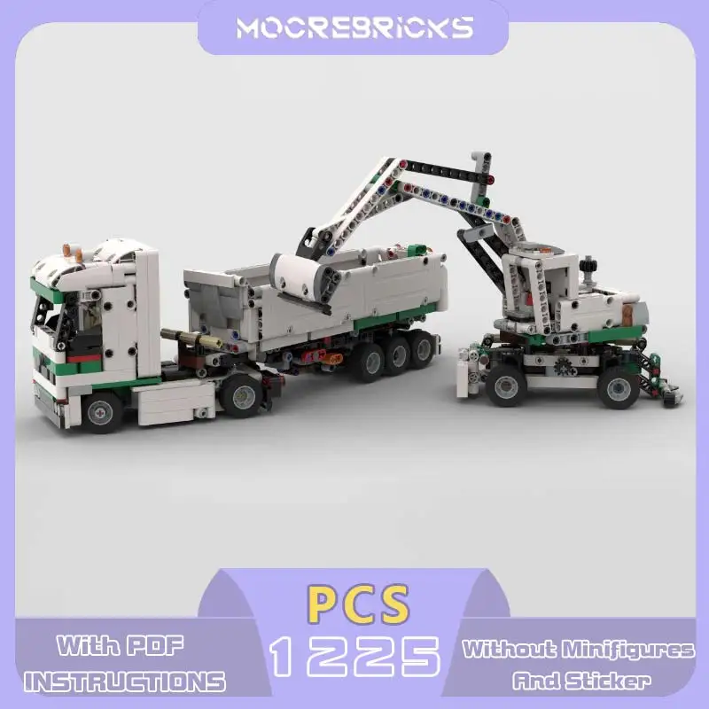 

Wheeled Excavator Model European Truck Modular Tipper Trailer for Set 42167 MOC Building Blocks Technology Bricks Toys Xmas Gift