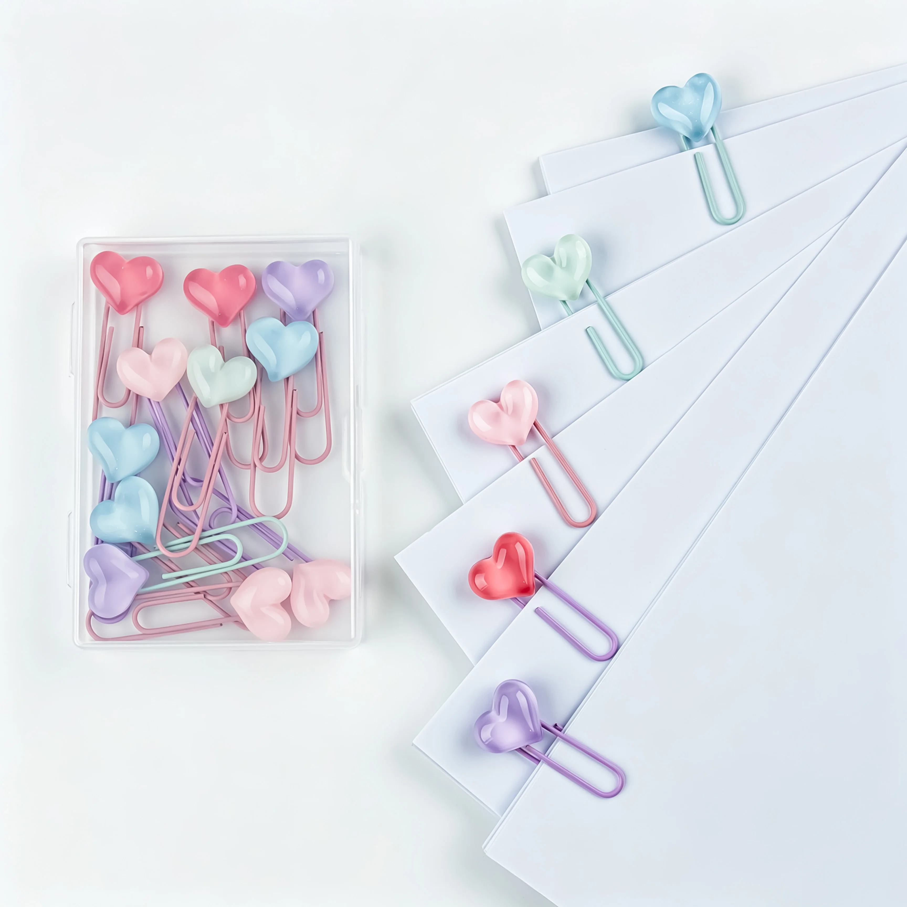 Translucent Heart Paper Clips Cute Page Marker Macaron Decorative Paperclip Journal Office School Stationery