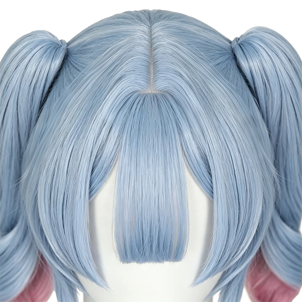 Anime Miku Rabbit Hole Cosplay Wig Sky Blue Pink Ombre Twin Tails Detachable Pigtails Long Wavy Heat Resistant Synthetic Hair view 5