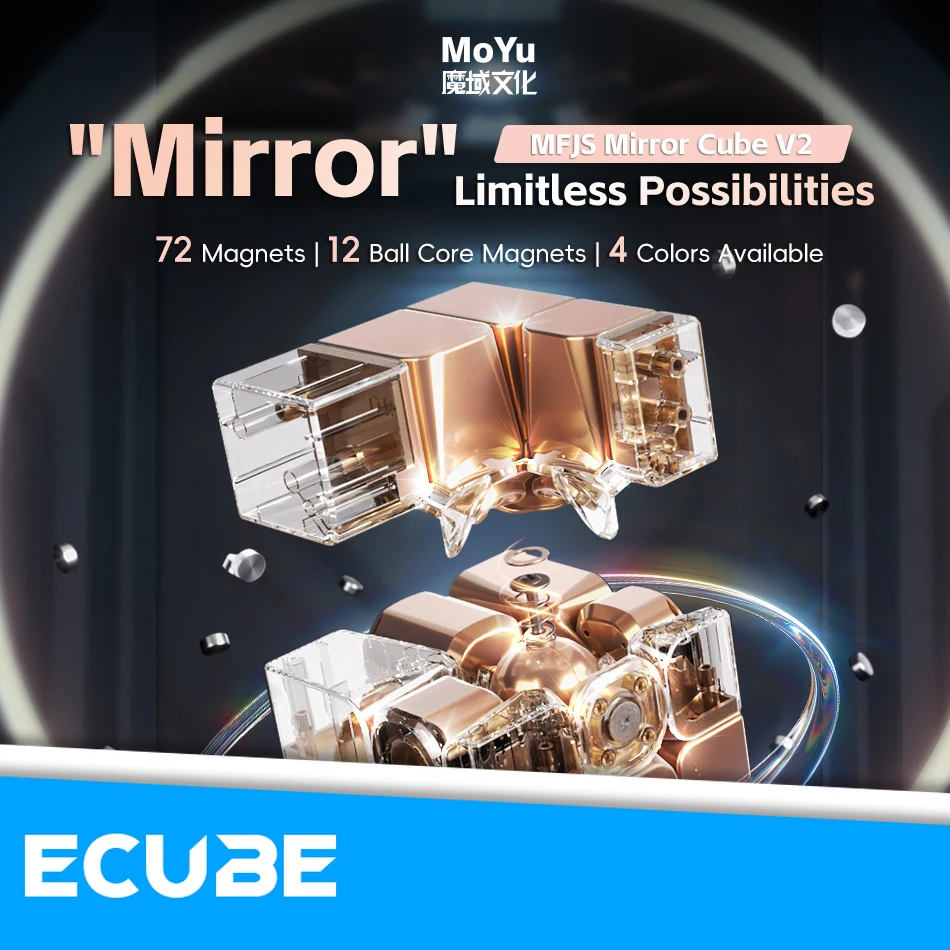 [ECube] MoYu MFJS Mirror V2 3x3 Ball-Core UV Magic Mirror Cube Puzzle Silver Golden Stickers Speed Cubes Professional Toys