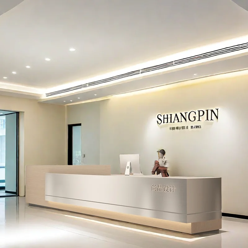 

Luxurious Office Counter Reception Table Modern Aesthetic Salon Armable Barber Shop Spa Furniture Customer Recepcion Mostrador