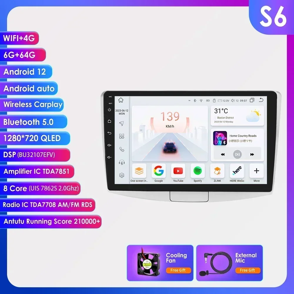 10.1'' AI 2Din autoradio voor VW Volkswagen Passat B6 B7 CC 2010-2015 Carplay Android Auto multimediaspeler GPS navigatie