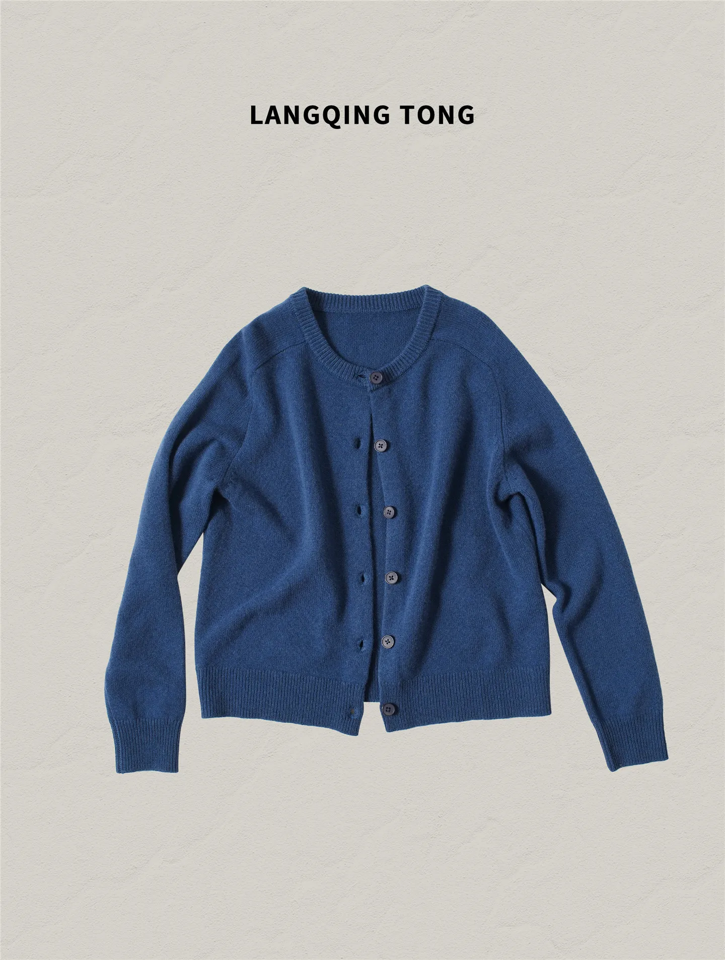 

Zhou Xiaoya k Blue Versatile 2026 Spring New Simple Casual Commute Spring Wool Open Cardigan Knitted Sweater Women