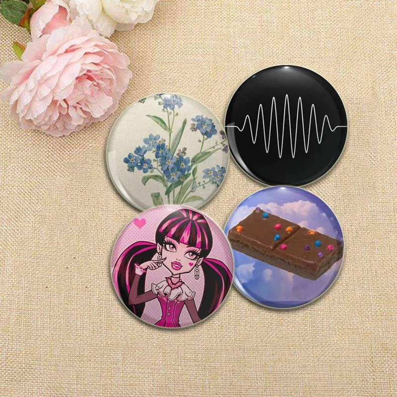 Yellow Smiling Face Pins,Cute Cartoon Girl Badge,chocolate/goldfish Handmade Brooches,Breastpin for Backpack Clothes Gifts