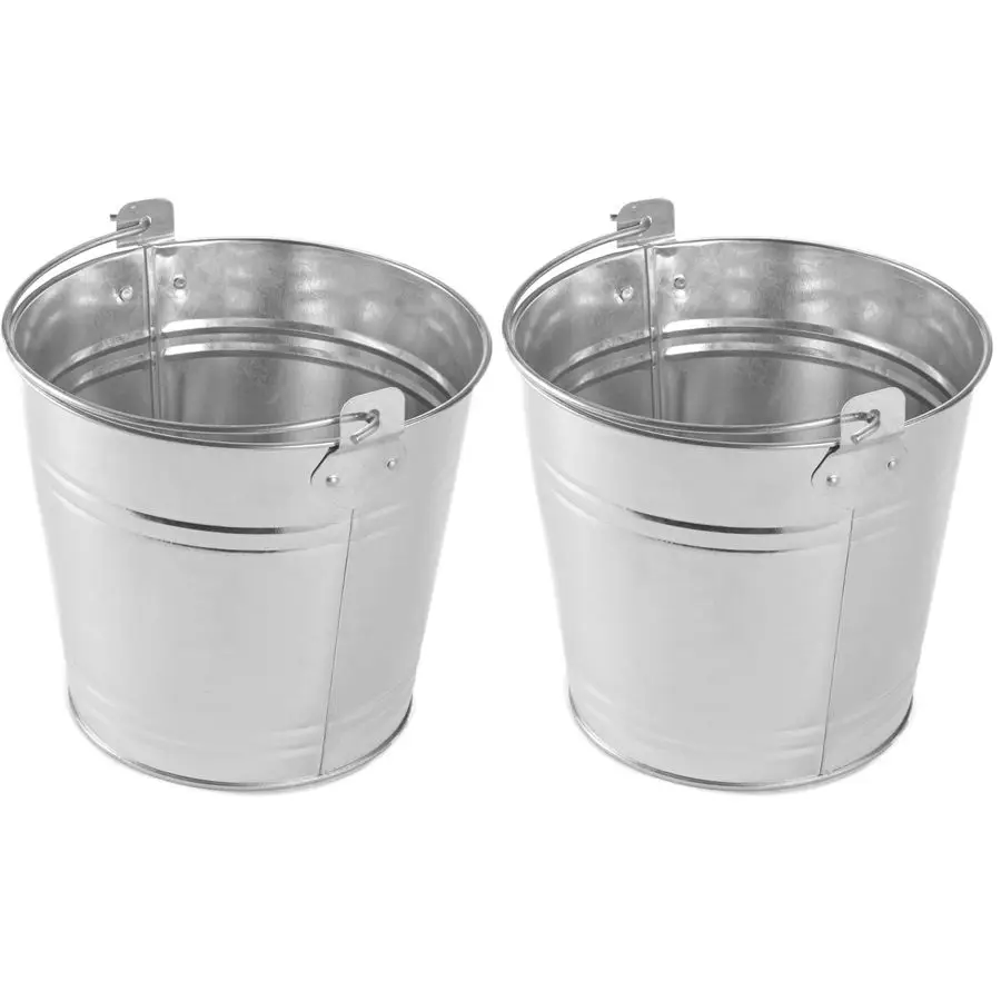

PTUB87 Ведро из оцинкованной стали с ручкой, 1,16 галлона, диаметр 8 дюймов, серебристое, упаковка из 2 штук