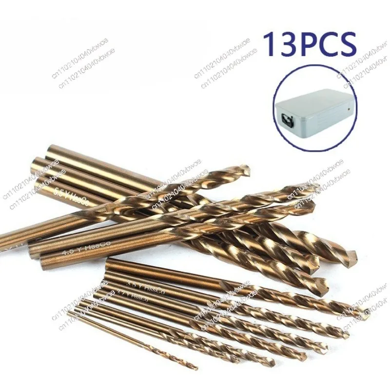 Industrial Grade Straight Shank Twist Drill 13pc Cobalt Bit Set Stainless Steel Hole Opener Punching Impact Drill