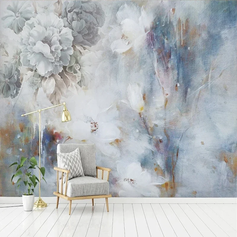 

Photo 3D Mural Wall Wallpaper Retro Fresh Blue Rose Murals Wall Cloth Living Room Bedroom TV Sofa Backdrop Home Decor Fresco