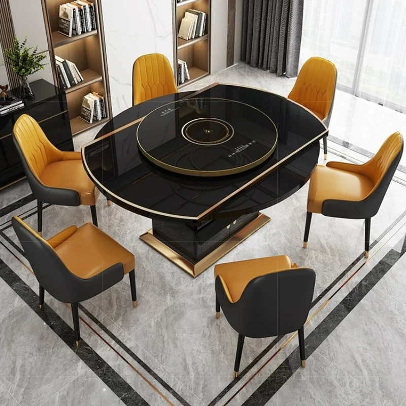 Nordic Dinner Table Round Dining Tables Set Kitchen Glass Modern Dinning Luxury Multifunctional Smart Esstische Home Furniture