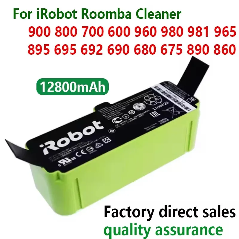 12800mAh Lithium Ion Battery For iRobot Roomba Cleaner 900 800 700 600 Series 960 980 981 965 895 695 654 562 680 780 880 510