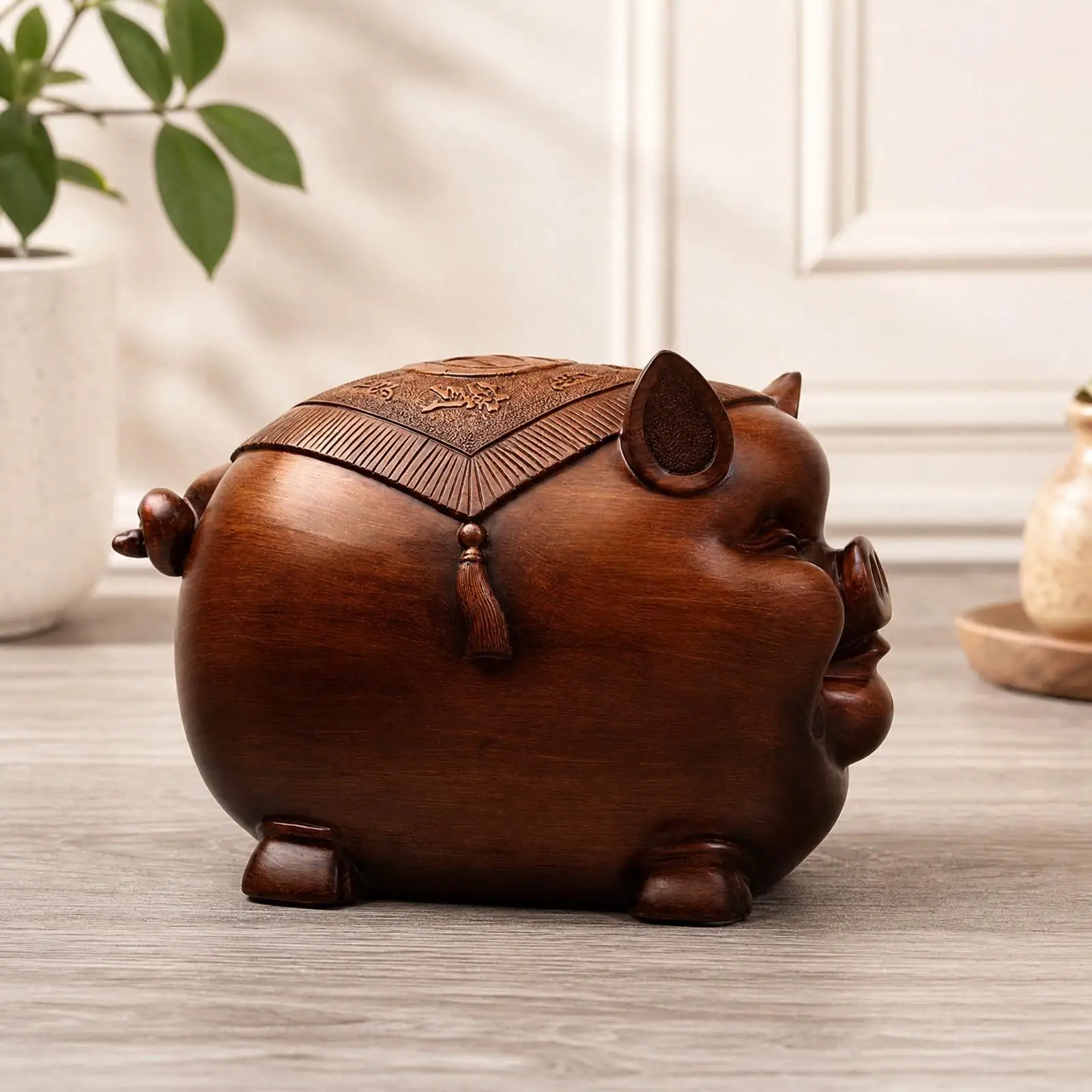 Pig-Shaped Coin Bank Bank Large Capacity Resin Piggy Bank Chinese-Style Pig Currency Box Lightweight Long-Lasting