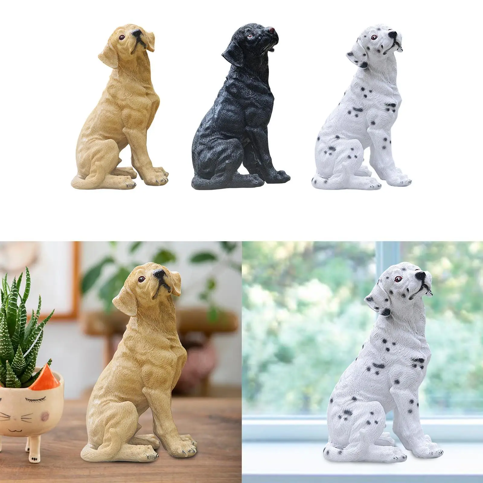 Dog Statue Yard Art Decor Cute Decorative Figurine Desktop Ornament for Lawn Bookshelf Indoor Outdoor Gift Home Decoration