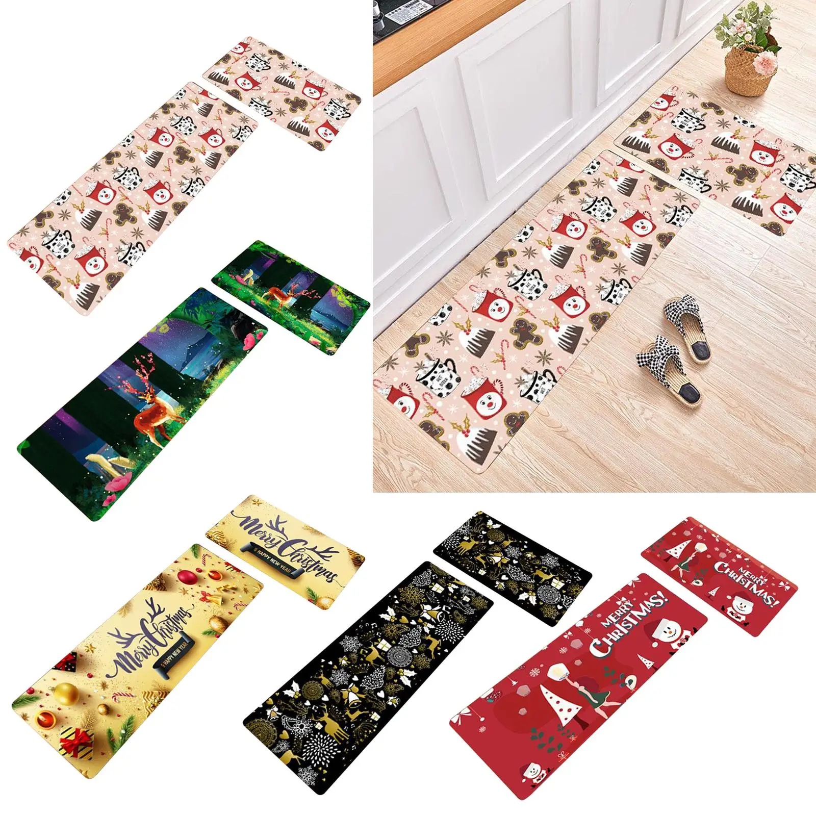 2Pcs Non-Slip Soft Kitchen Mat Bath Rug Doormat Runner Carpet Set 40*60/120cm