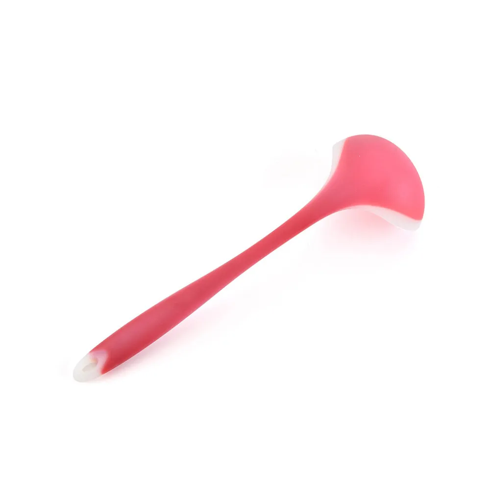 Silicone Soup Ladle Heat Resistant Non Stick Kitchen Ladle for Mixing Cooking Serving Rice Pancake Oatmeal Red