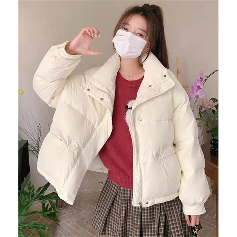 

2024 New Winter Down Cotton Jacket Women Zipper Loose Padded Coat Female Solid Thick Warm Puffer Parkas Jackets Windbreaker