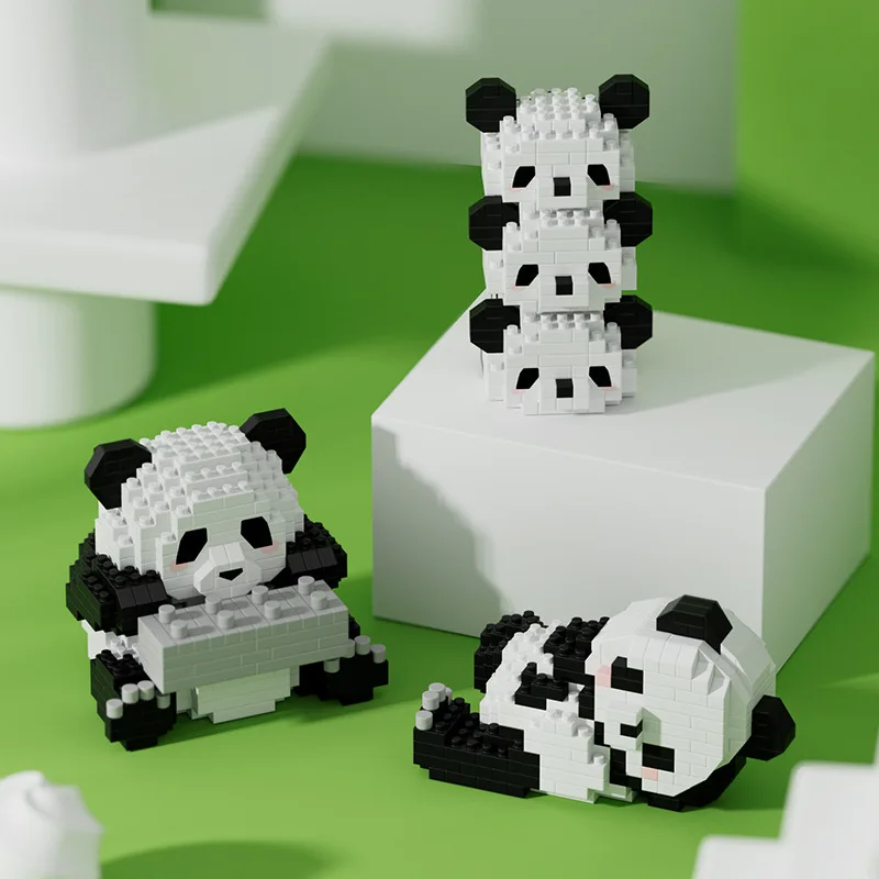 Creative Chinese Giant Panda Building Blocks Flowers Cute Puzzle Assembled Children’s Birthday Gift Casual Assembled Toy