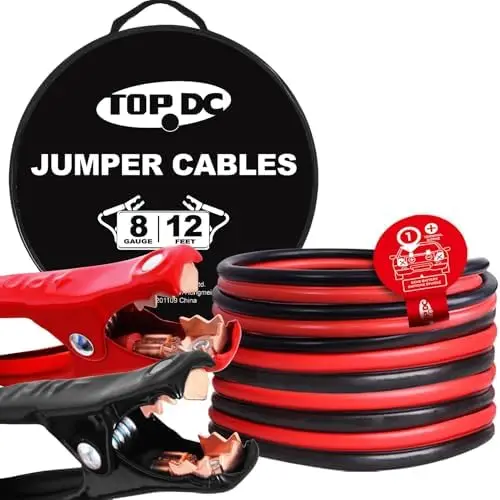 

TOPDC 8 Gauge 12FT Jumper Cables for Car Battery – Heavy Duty Jump Start Cables with Bag (TD-P0812)