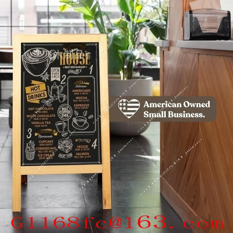 Wooden Blackboard Advertising Menu Message Board, Coffee Shop Entrance Sign, Wooden Vertical Display Board