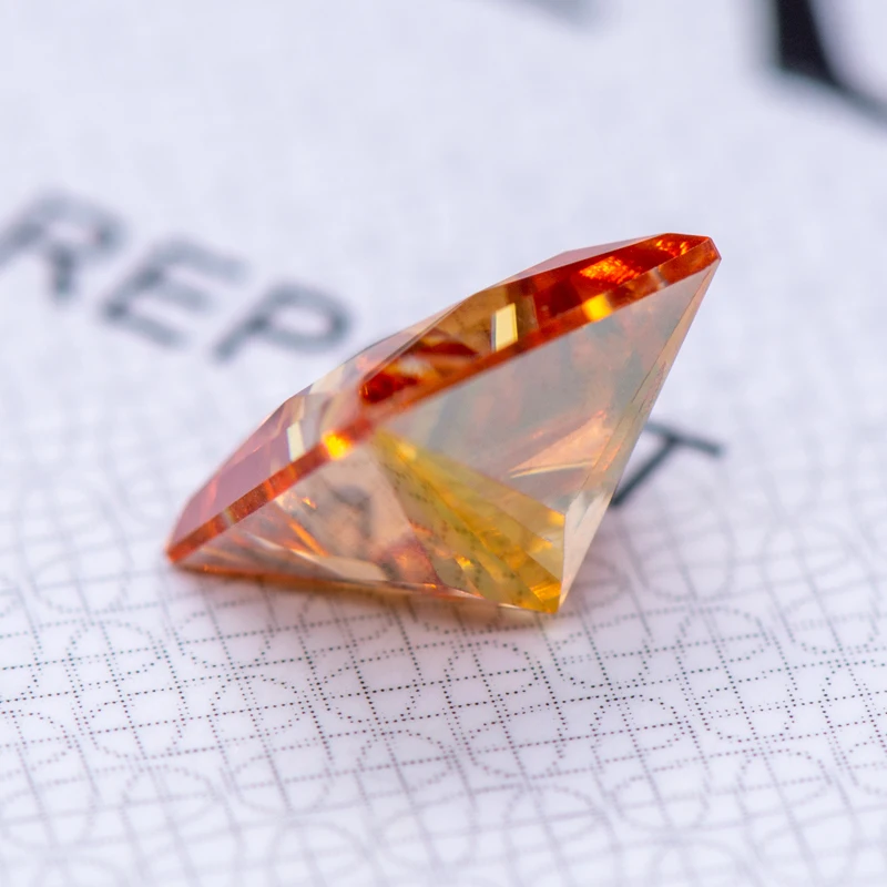 Moissanite Loose Stone Princess Cut Orange Colour Lab Created Diamond Gemstone Pass Diamond Tester with GRA Certificate