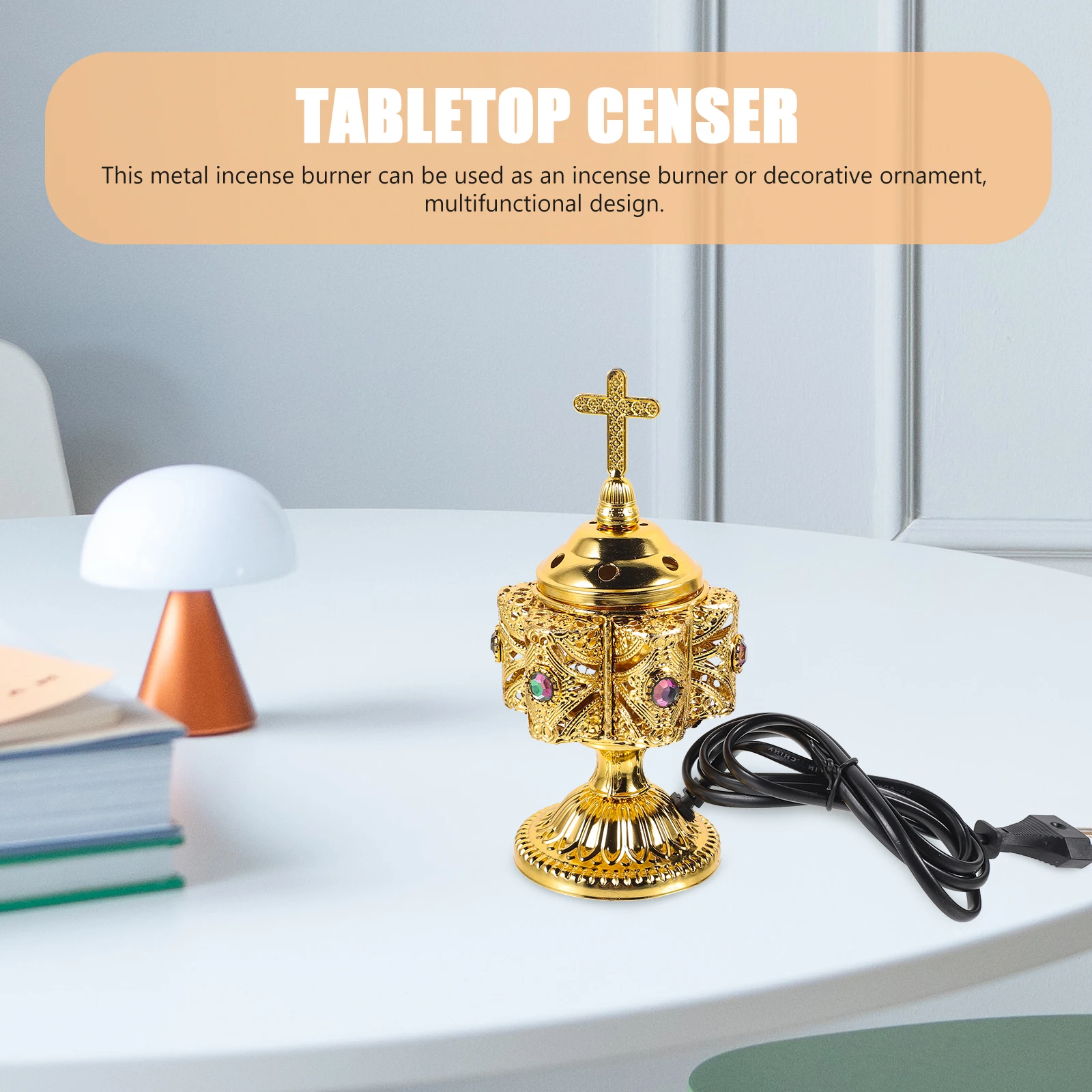 

Plug In Incense Burner Metal Desktop Aroma Burner Hollow Censer For Indoor Decorative Use Cone Holder Eu Plug