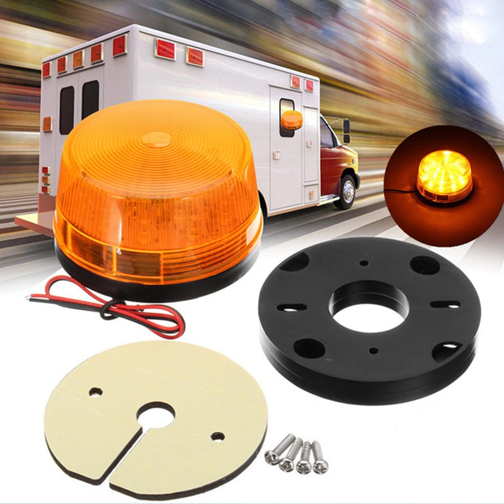 

12V Car Truck Warning Flash Light Amber Lights Universal Beacon Strobe Emergency 15 LED Waterproof Lamp Orange Car Accessories