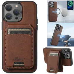 2 in 1 Detachable Card Wallet Kickstand Leather Case For iPhone 13 12 14 15 16 17 Pro Max Plus Magnetic Wireless Charging Cover