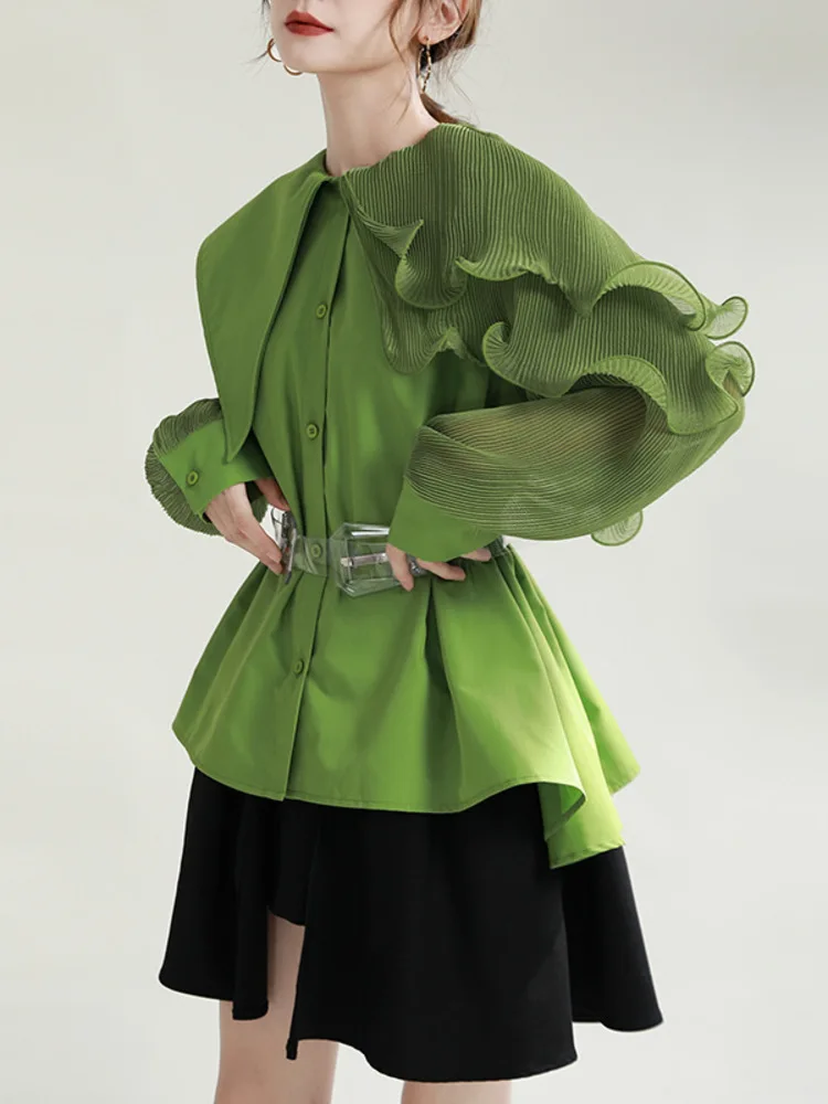 

Loose Line Dance Costume Competition Women Wear Shirt Classical Jazz Ruffle Sleeve Kpop Stage Modern Hanfu Top Latin Adult