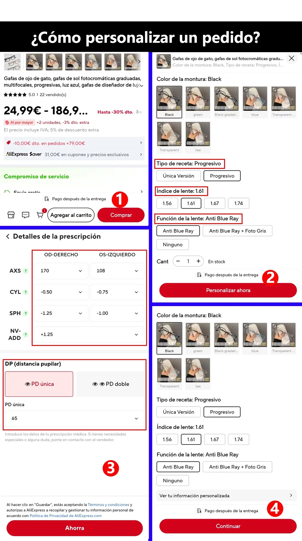 نظارات طبية زرقاء عصرية للرجال مرشح الضوء الأزرق نظارات قراءة الكمبيوتر نظارات طبية تقدمية مع الديوبتر