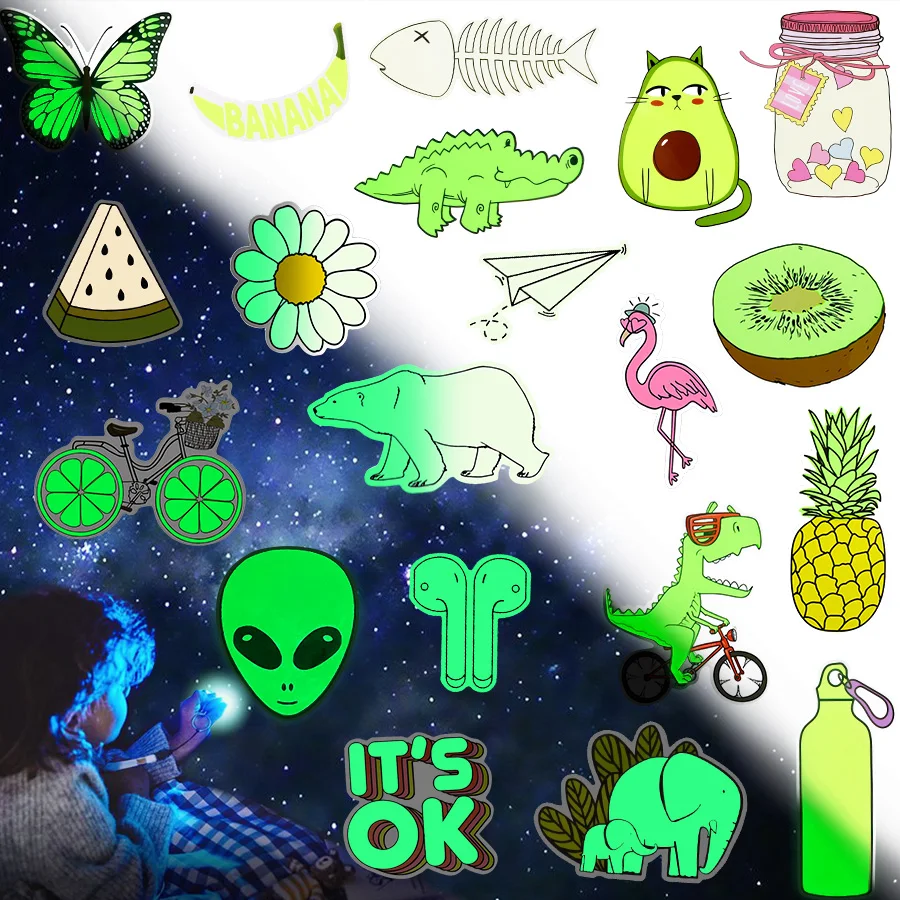 

Cartoon Dinosaur Luminous Stickers for Kids Toys Unicorn Glow in the Dark Party Toys Glowing Stars Moon Wall Stickers Home decor