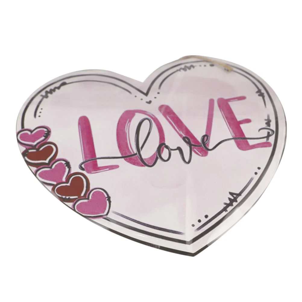 

Romantic Valentines Hanging Sign Wooden Heart Shaped Wall Decor Love Pendant for Parties Valentine's Day Sign