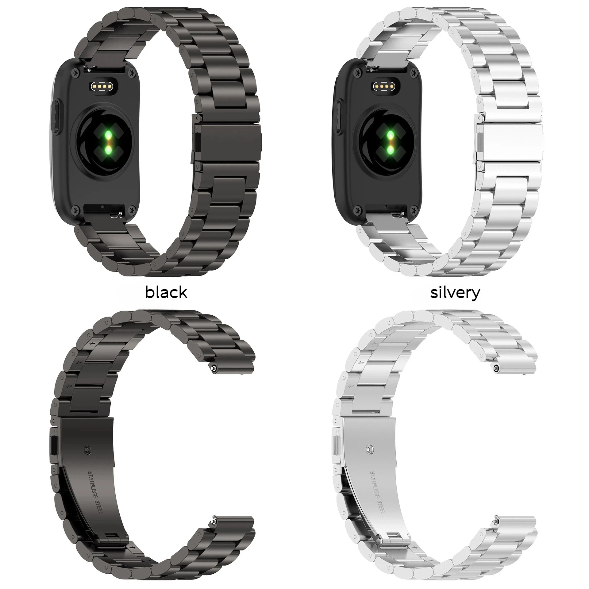Lightweight 14mm Spring‑Bar Three‑Bead Stainless Steel Band for Garmin CIRQA Folding Buckle Smart Watch Replacement Wrist Strap