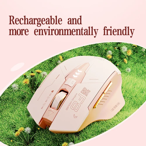 Imagen 2 del producto INPHIC F8 ratón inalámbrico para niñas, carga para niñas, luz de oficina, sonido, luz ergonómica, sonido cómodo, carga tipo portátil de 2,4G