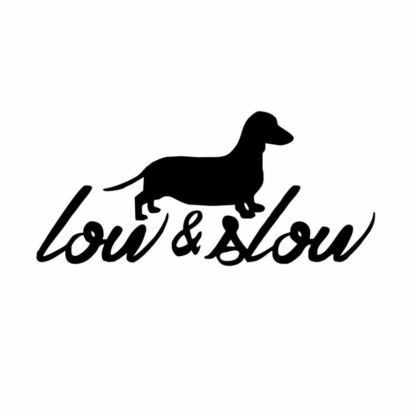 CS-12157# 20x9cm LOW & SLOW Dachshund Vinyl Decal Car Sticker Waterproof Auto Decors For Truck Bumper Rear Window Laptop
