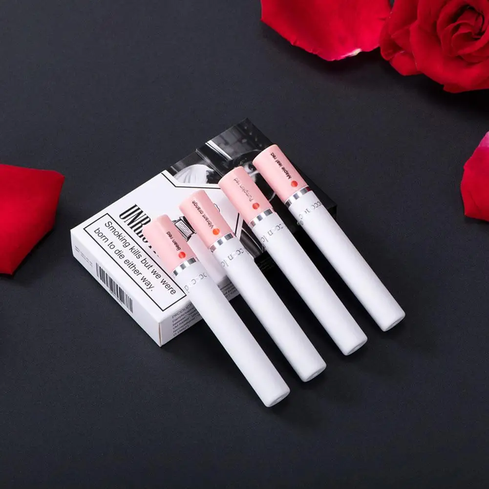 Creative Cigarette Lipstick Set 4 Color Matte Lip Gloss Lip Red Stick Glaze Long Nude Lip Waterproof Tint Makep Lip Lasting R4P3