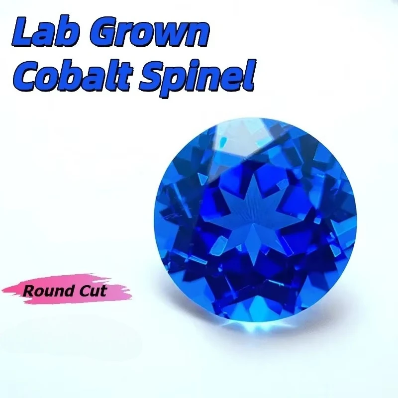 Top Lab Grown Cobalt Spinel Round Cut Gemstone For DIY Ring Necklace Earrings Main Materials Selectable Certificate