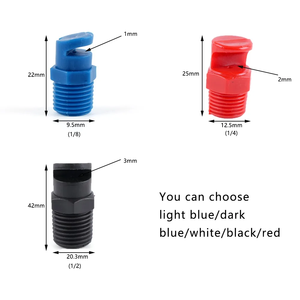1/8'' 1/4'' 1/2'' 3/4'' PU PP K Flat Fan Nozzle Flood Spray Jet Nozzle Polyurethane Water Curtain Spray Nozzle