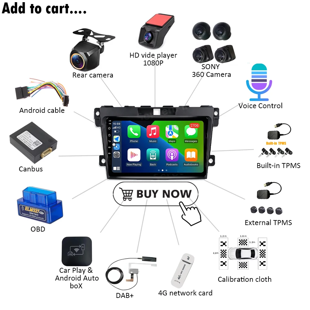 For MAZDA CX-7 CX7 CX 7 2007 2008 2009-2014 Android 16 Car Radio Multimedia Video Player GPS Navigation Wireless Android Auto