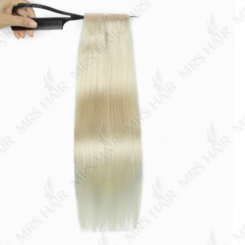 MRS HAIR Nastro per capelli in PU Nastro a doppia linguetta nelle estensioni dei capelli umani con fori Nessuna colla adesiva Micro perline all'interno Marrone 40 grammi 10 pezzi