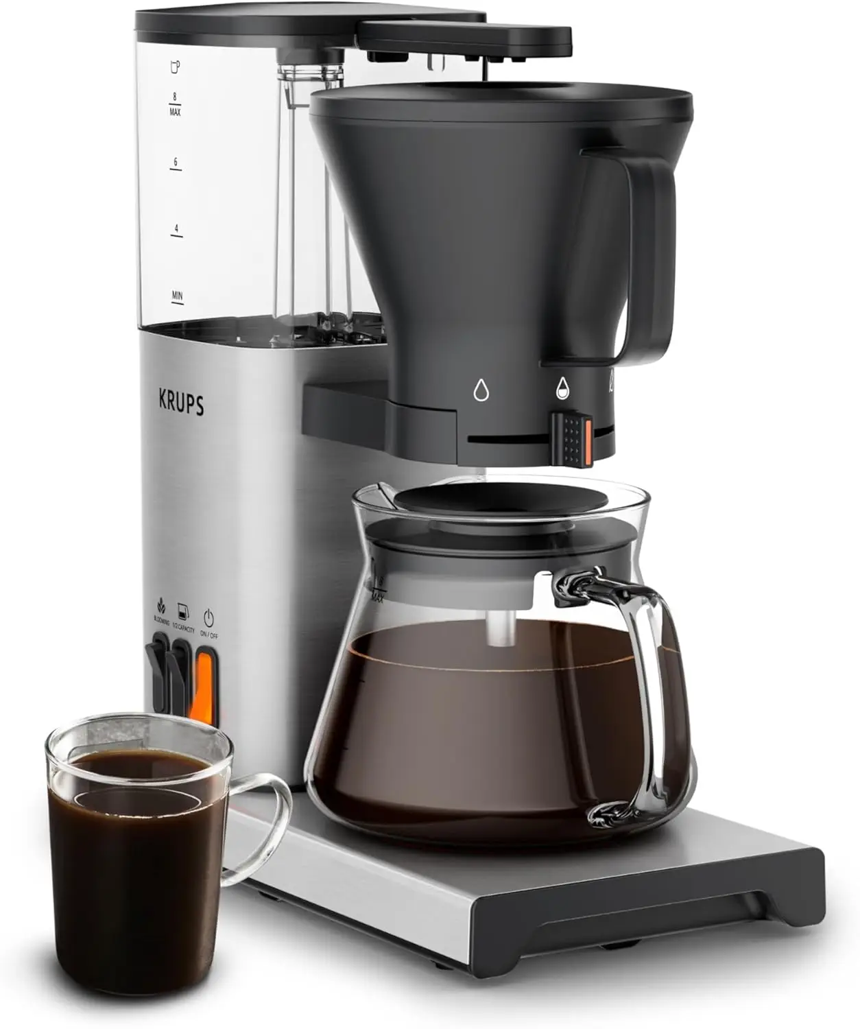 Cafetera de goteo Essential Brewer de 8 tazas con certificación SCA, tecnología de floración, calidad de barista, cafetera para verter,