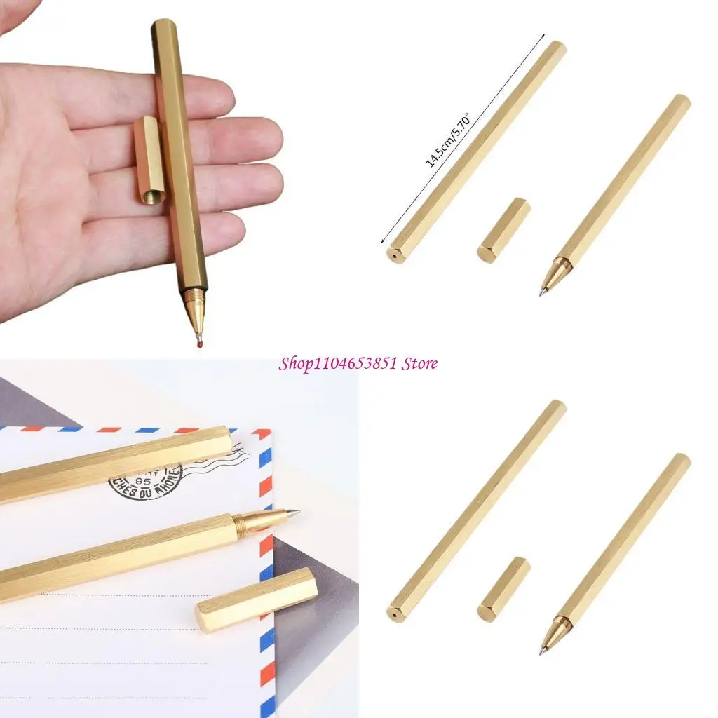 

Шестигранная латунная шариковая ручка, роликовая гелевая чернильная ручка, средняя точка для взрослых и детей
