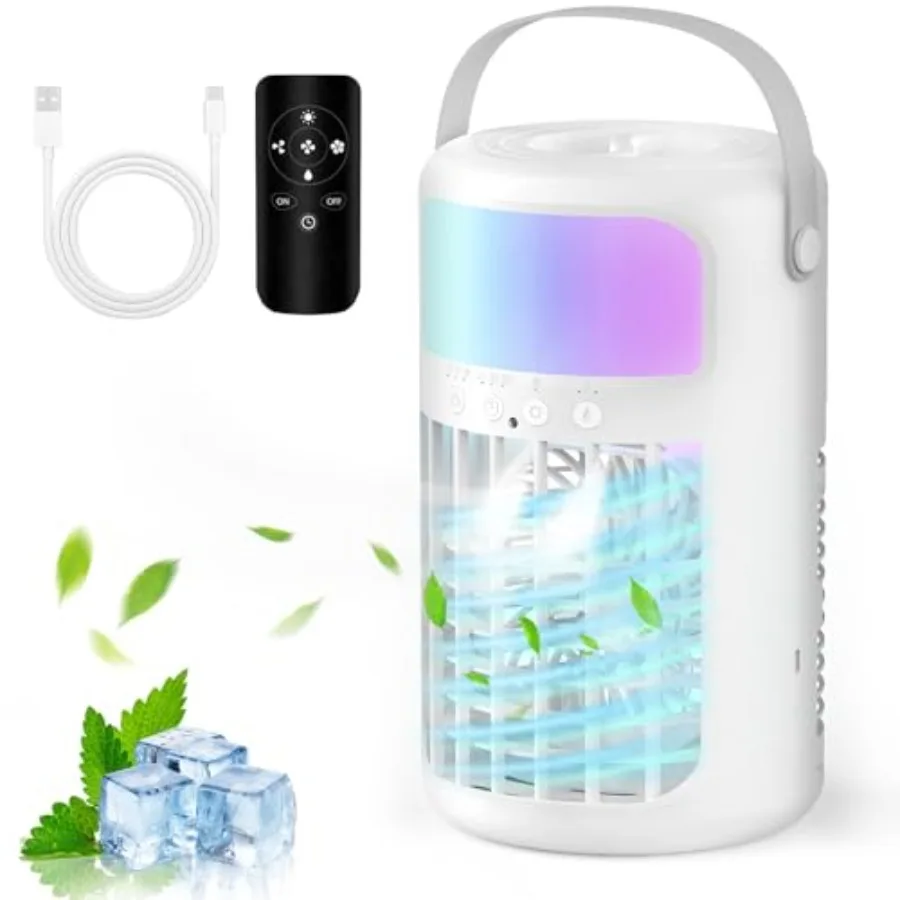 

Portable Air Conditioners Powerful Evaporative Air Cooler 3-in-1 Mini Personal AC Fan with Humidifier 1500ML Tank 3 Speeds and